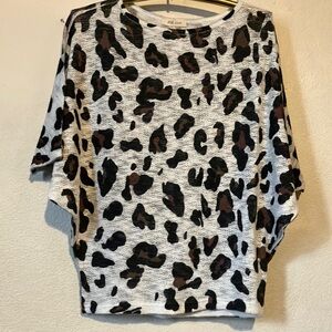 Animal Print Dolman Sleeve Knit‎ Slouch Blouse